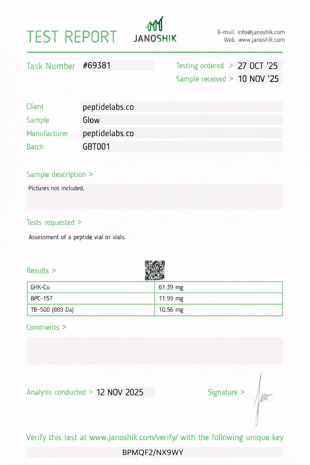 BPC-157, TB-500, GHK-Cu 60mg (Glow Blend)