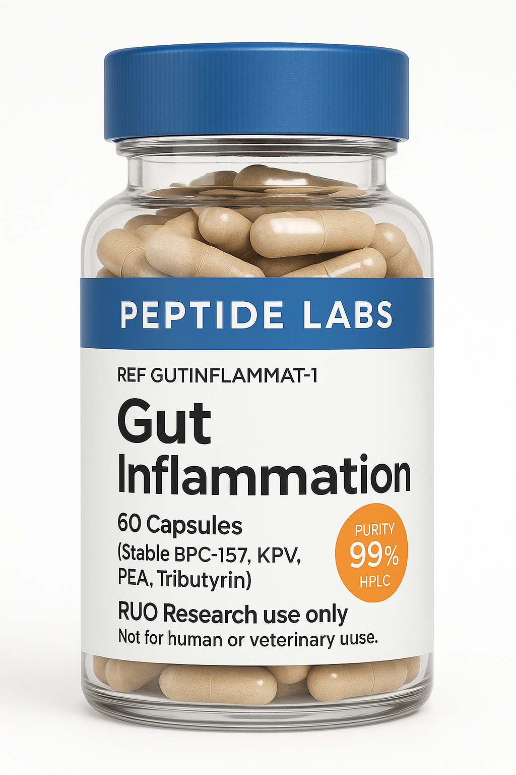 Gut Inflammation (60 Capsules) (Stable BPC-157, KPV, PEA, Tributyrin)